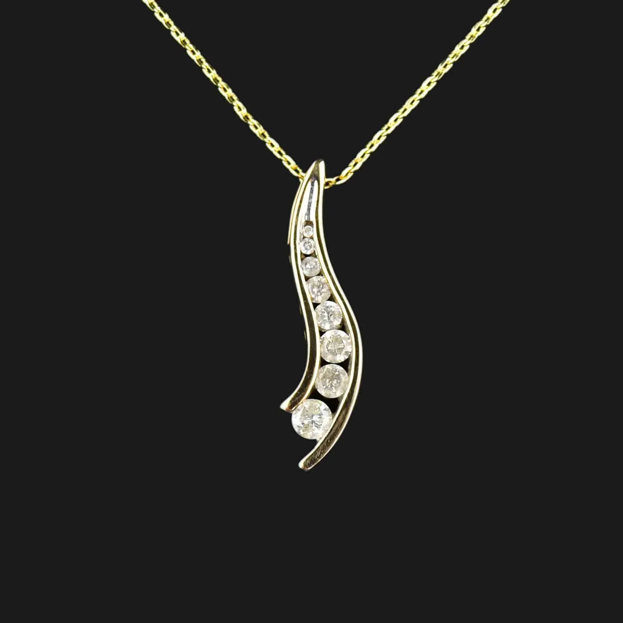 10K Gold Diamond Journey Pendant Necklace