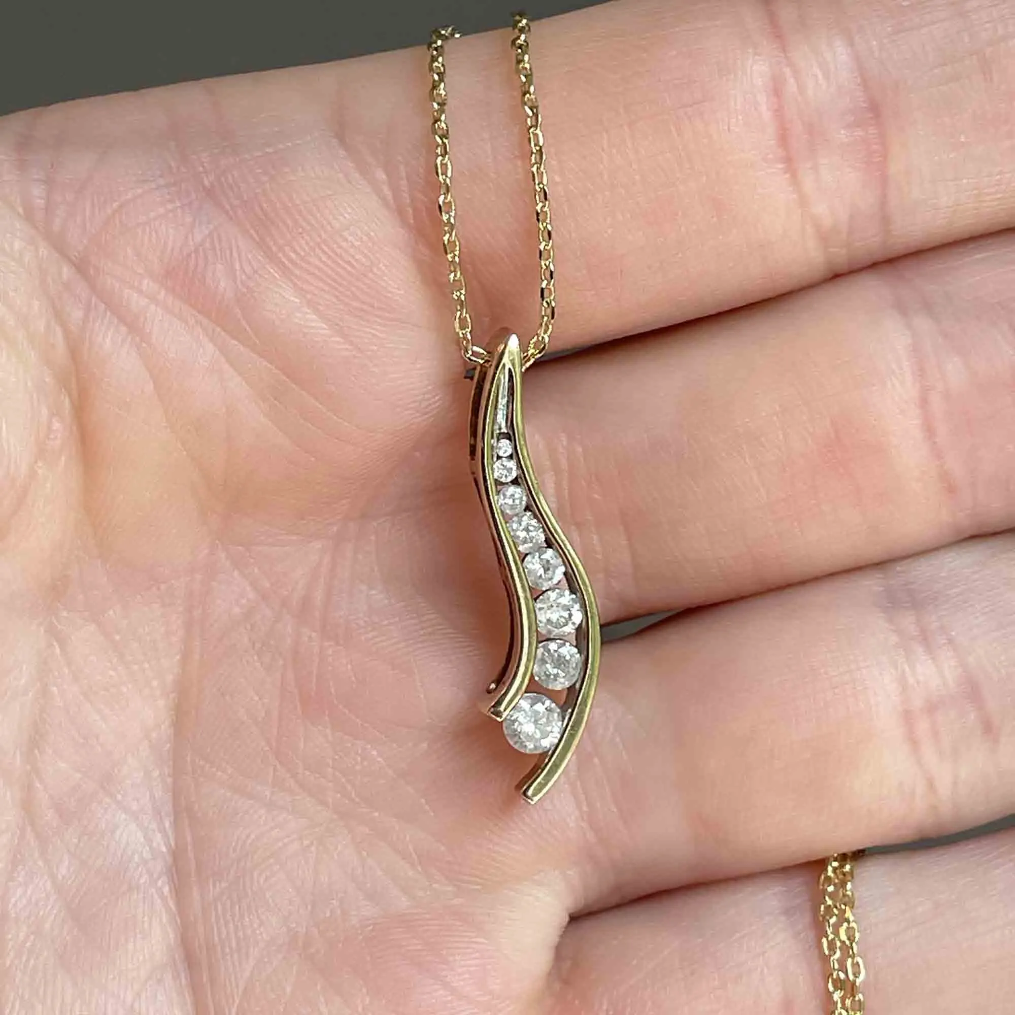 10K Gold Diamond Journey Pendant Necklace