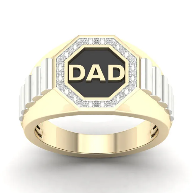 1/20 CTW Diamond Dad Ring in 10KT White and Yellow Gold