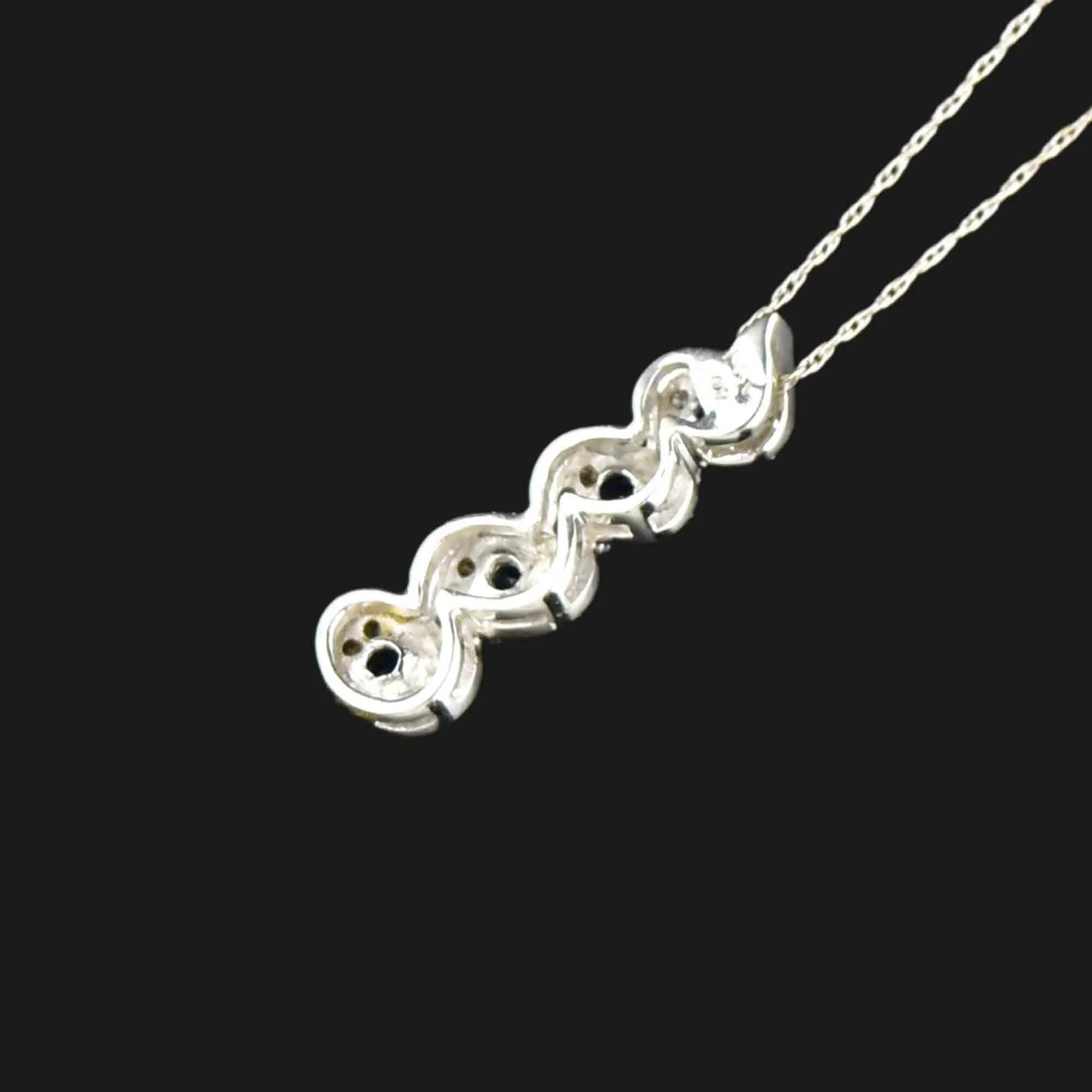 14K White Gold Diamond Sapphire Journey Necklace