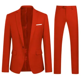 2-Piece Slim Fit Simple Designed Red Suit