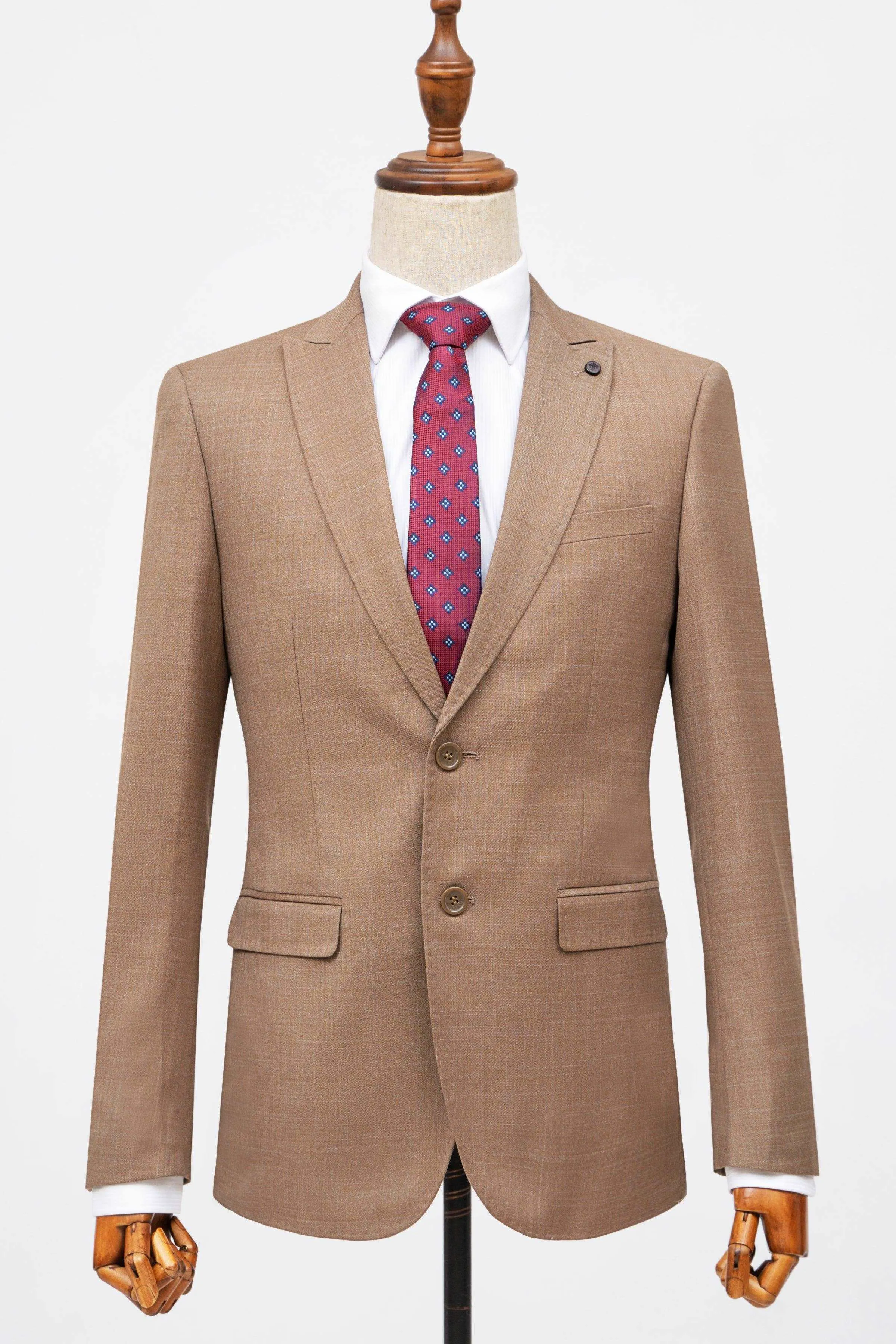 2 PIECE SUIT SLIM FIT LIGHT BROWN