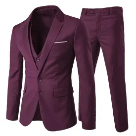 3-Piece Notched Lapel Casual Suit DrakRed