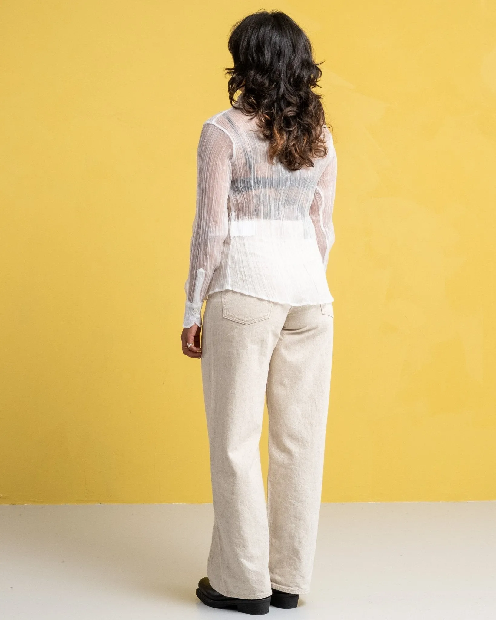 70s Line Shirt Milky Quartz Pleat