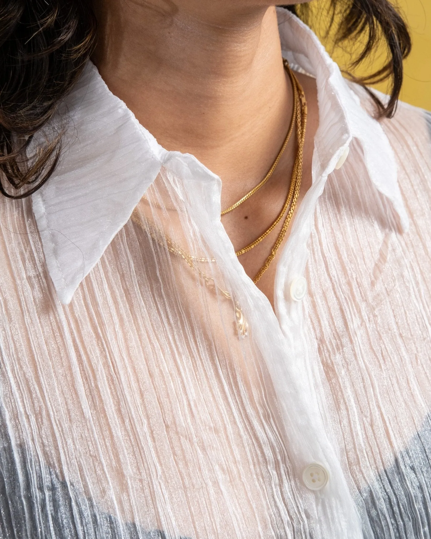 70s Line Shirt Milky Quartz Pleat