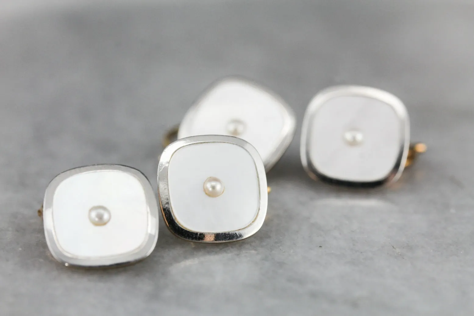 Antique Mother of Pearl Tuxedo Shirt Studs