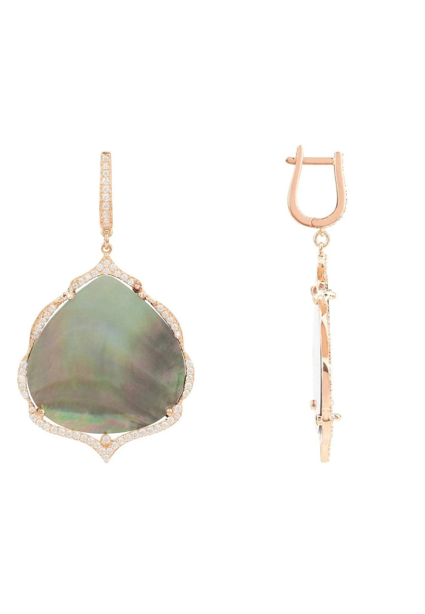 Antoinette Earrings Grey Mother Of Pearl Rosegold