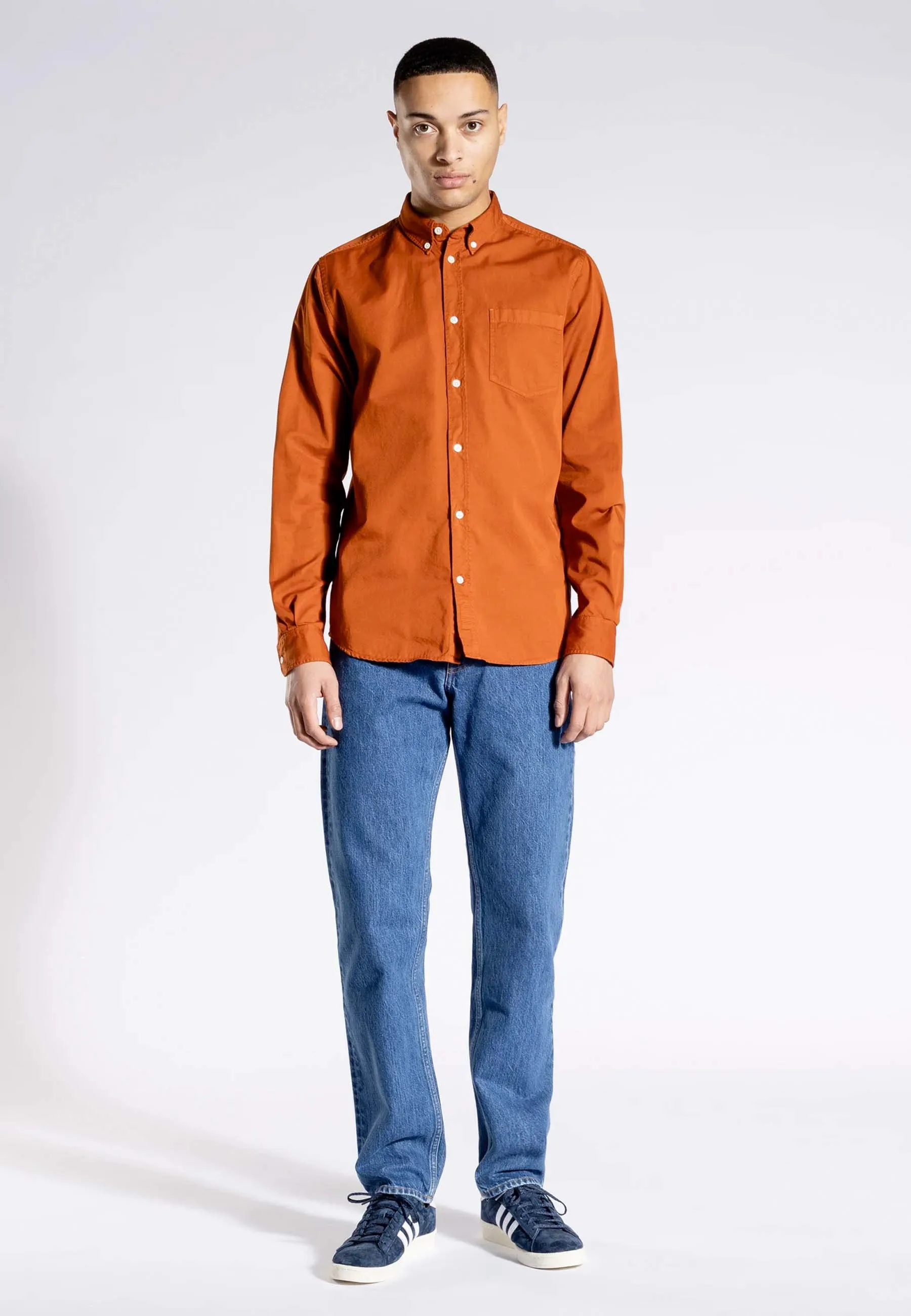 Anton Light Twill Shirt - Burnt Orange