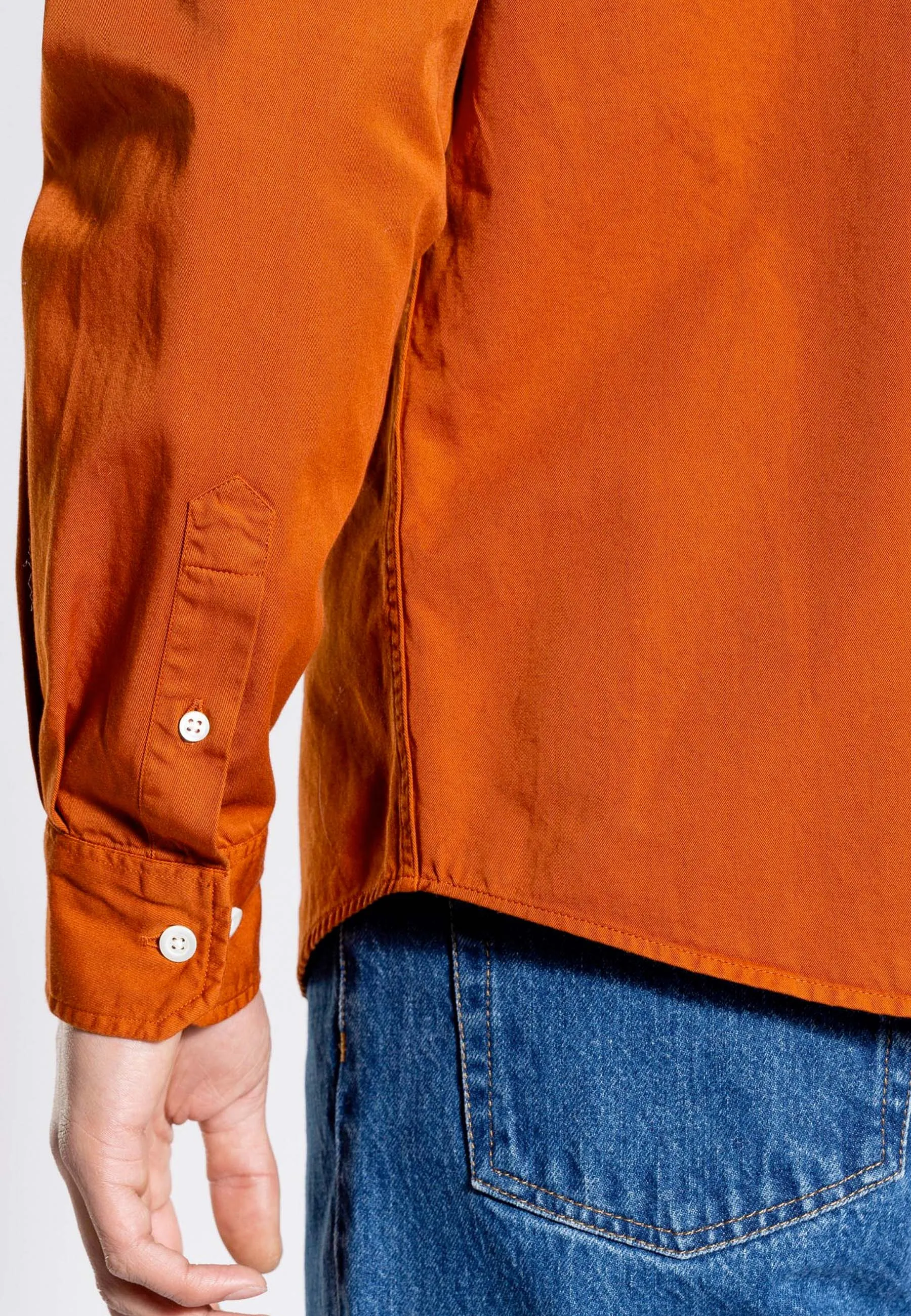 Anton Light Twill Shirt - Burnt Orange