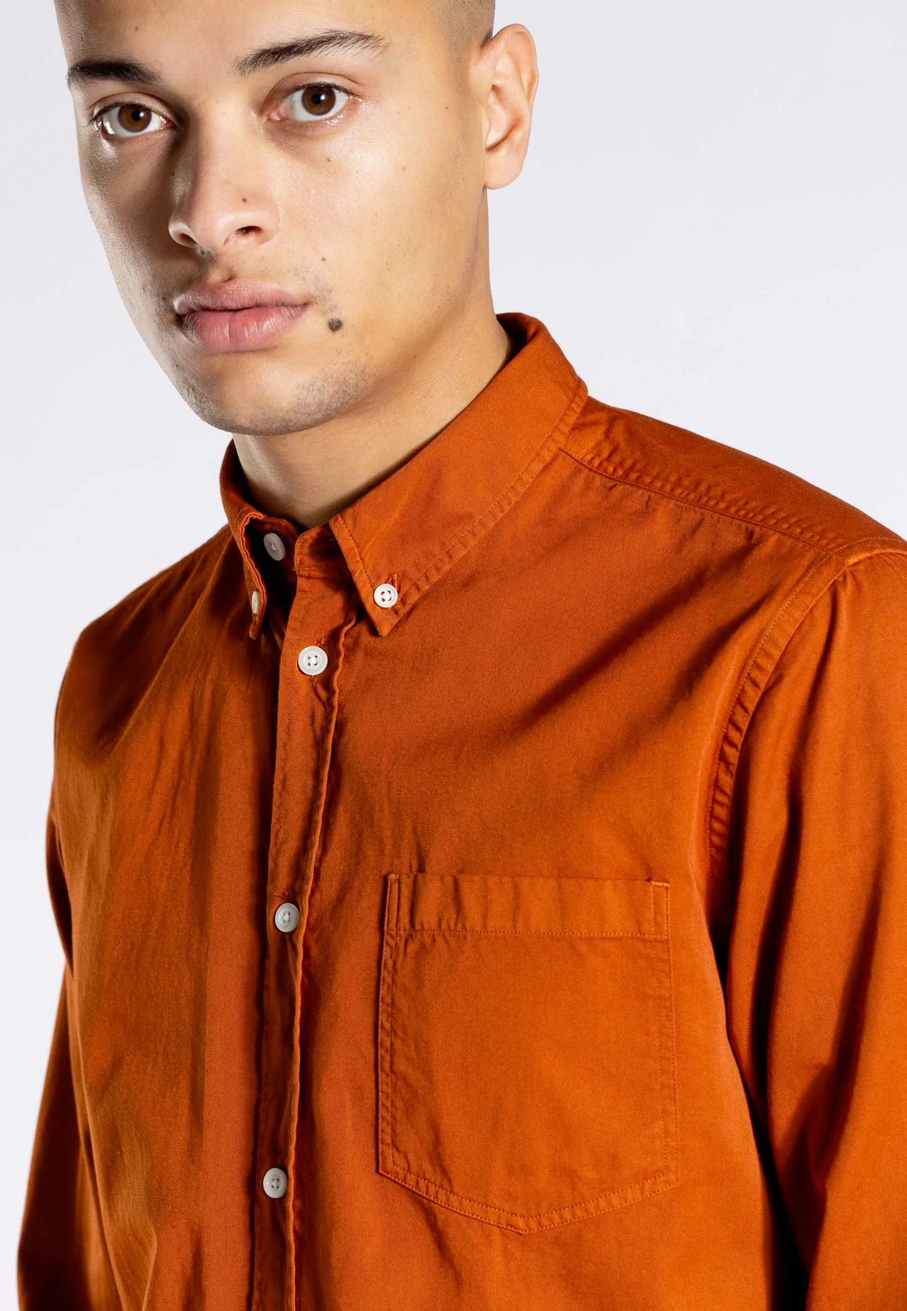 Anton Light Twill Shirt - Burnt Orange