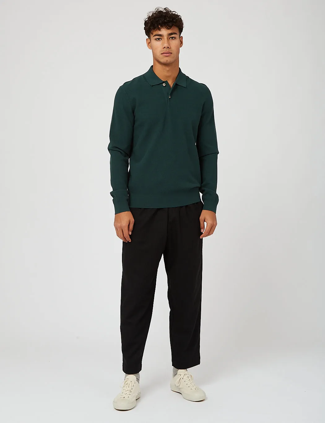 A.P.C. Kyle Knitted Long Sleeve Polo Shirt - Dark Green