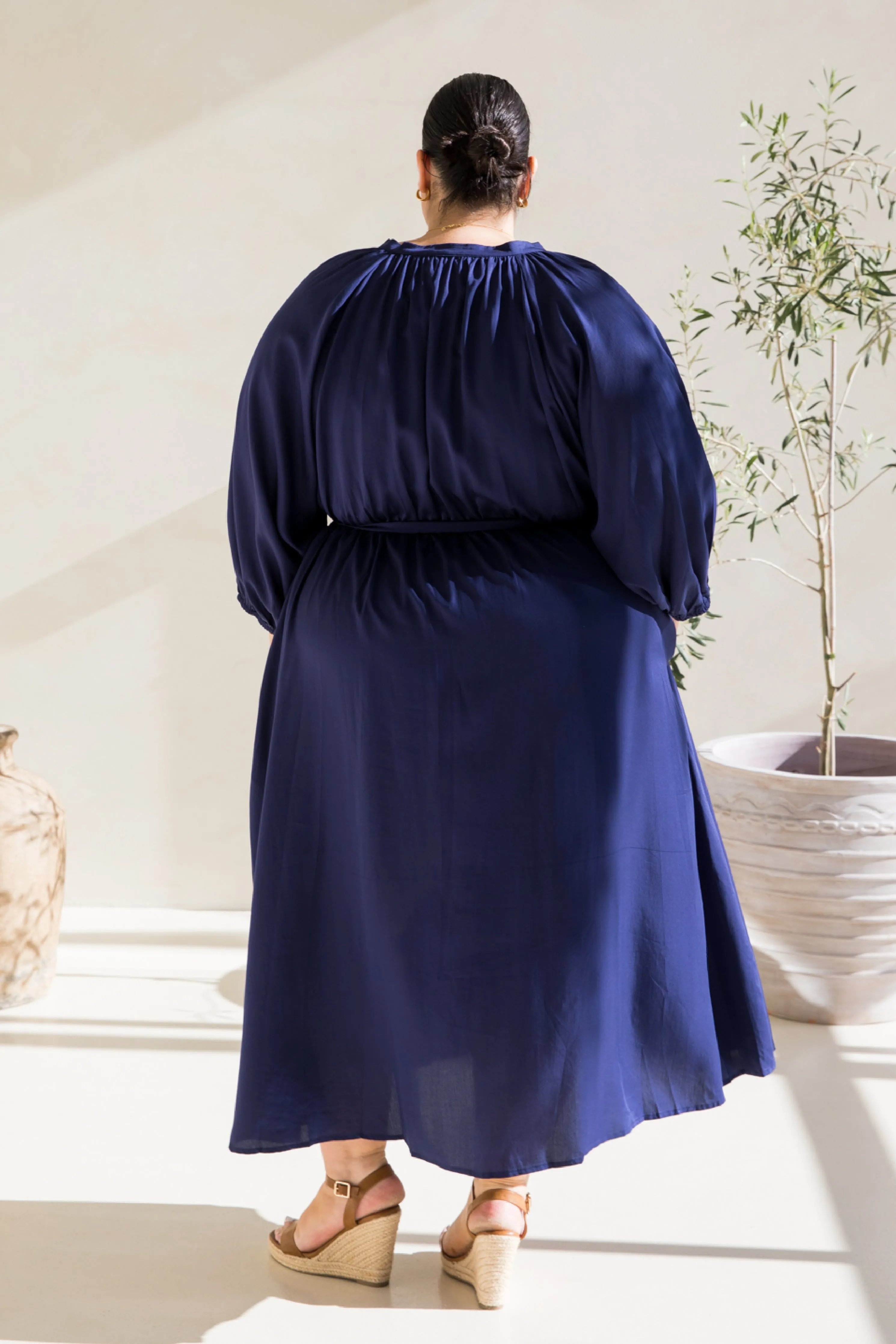 Athena Dress in Navy Tencel