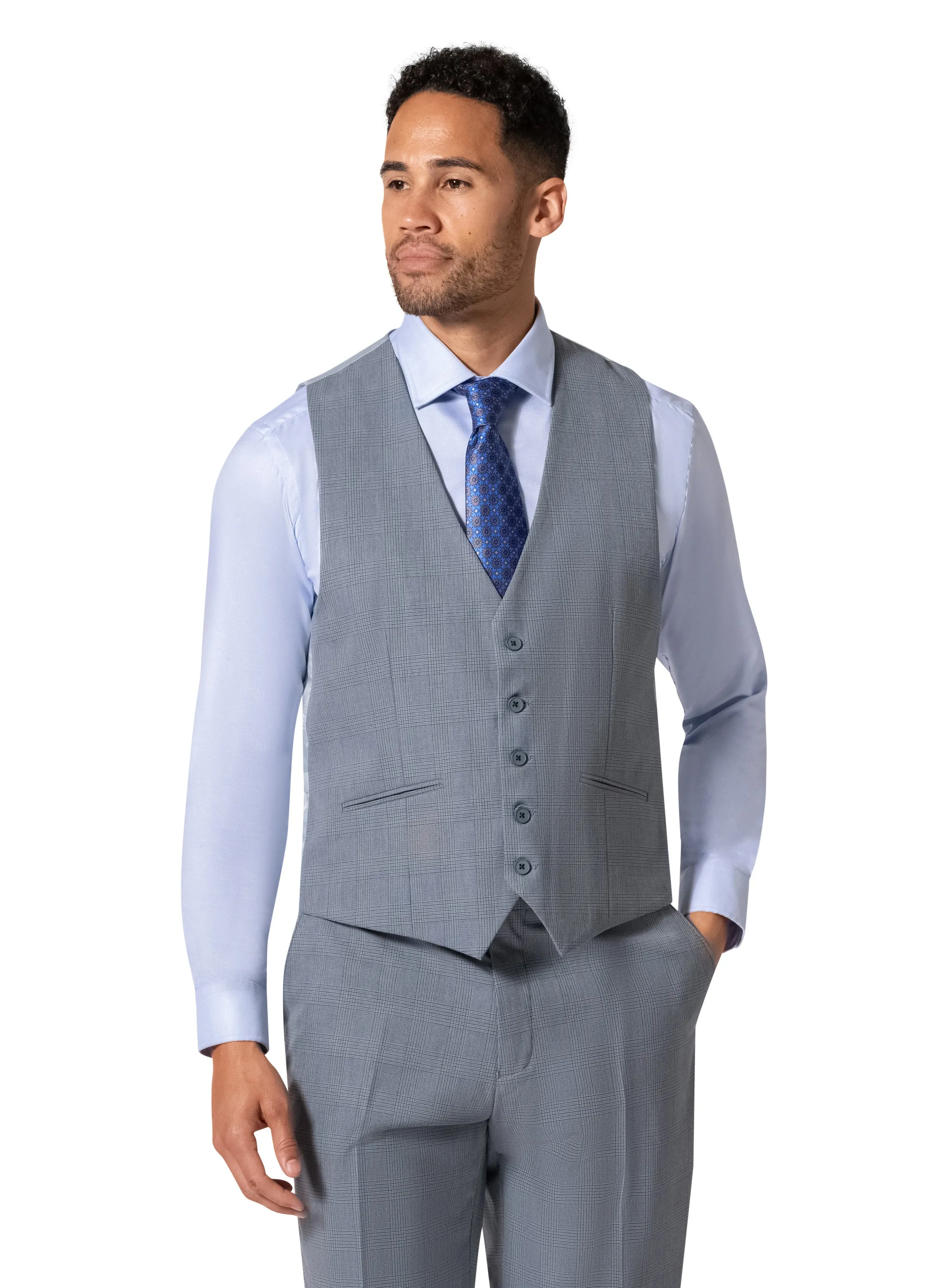 Berragamo BP04KE-07 3PC Notch Slim Suit - Blue