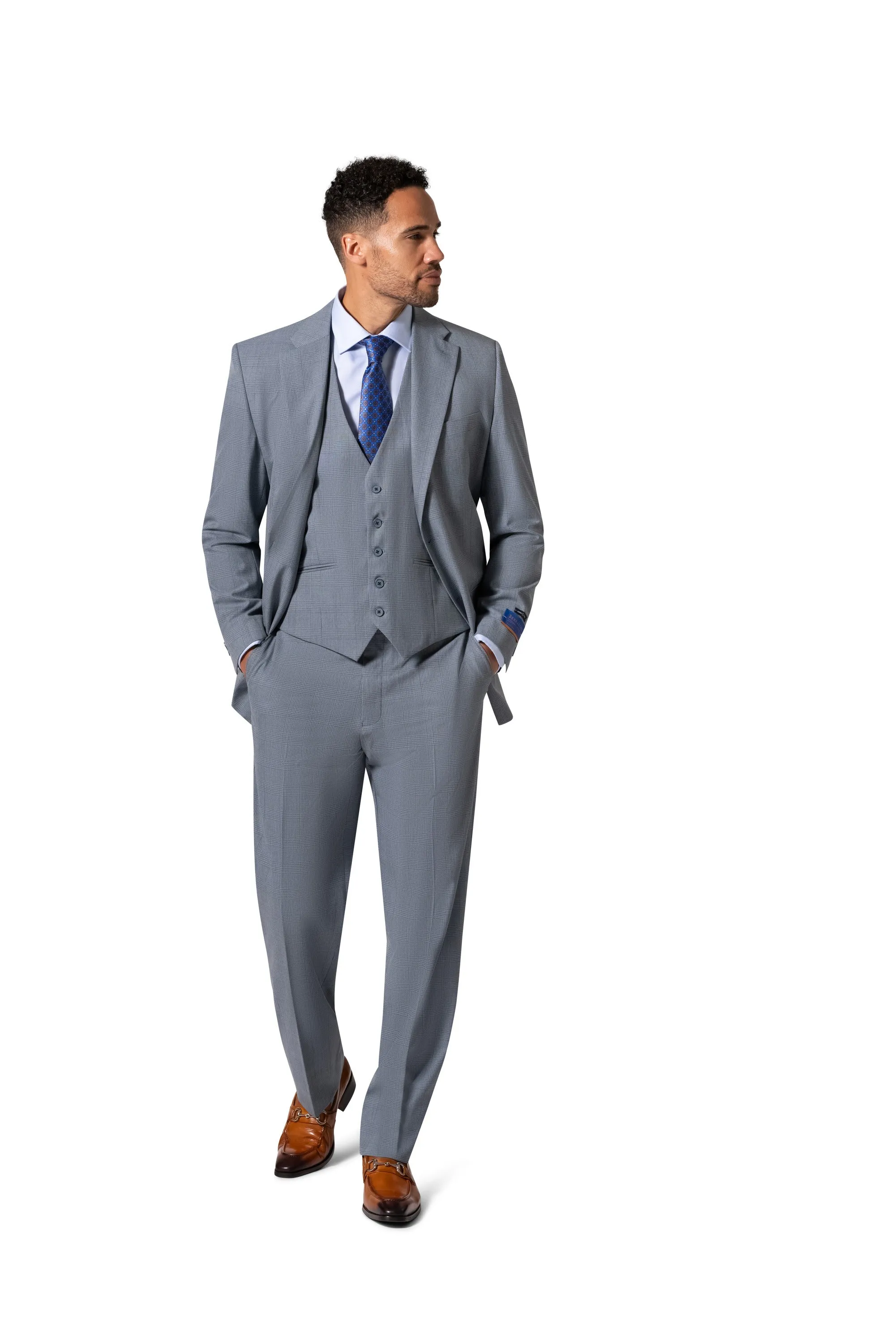 Berragamo BP04KE-07 3PC Notch Slim Suit - Blue