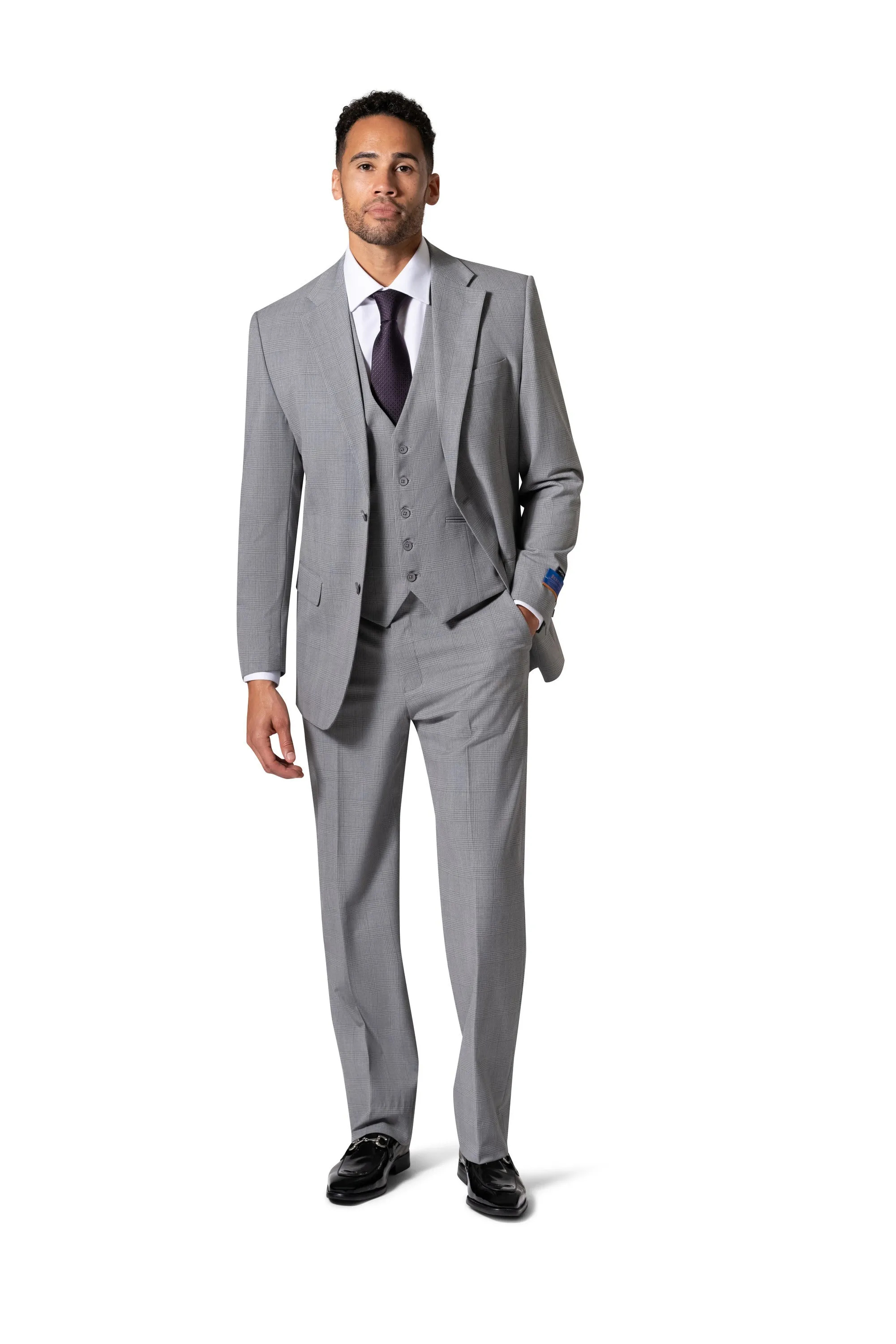 Berragamo BP04KE-07 3PC Notch Slim Suit - Grey