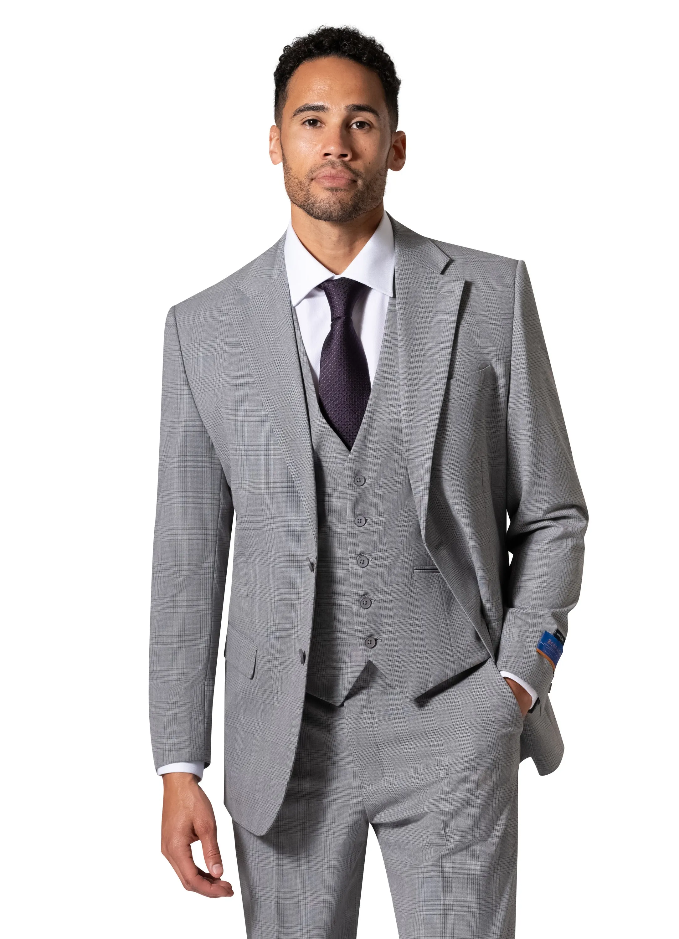 Berragamo BP04KE-07 3PC Notch Slim Suit - Grey