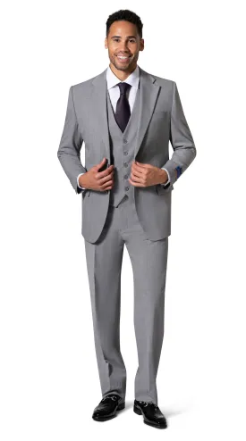 Berragamo BP04KE-07 3PC Notch Slim Suit - Grey