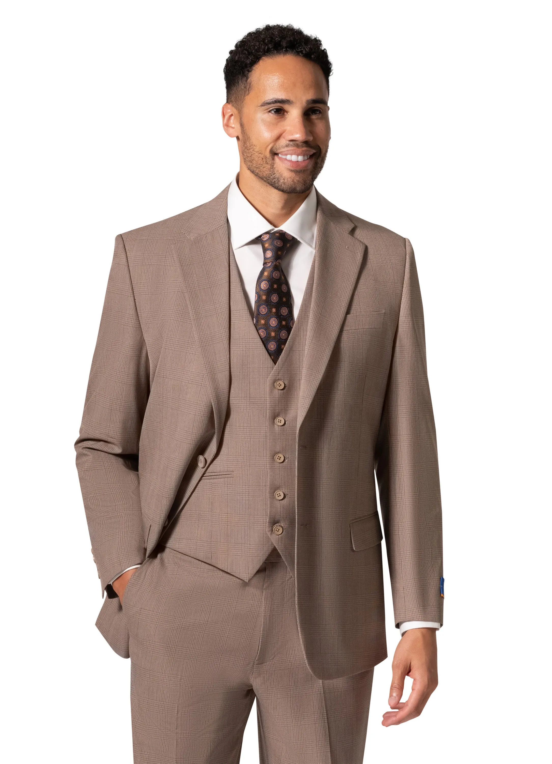 Berragamo BP04KE-07 3PC Notch Slim Suit - Tan