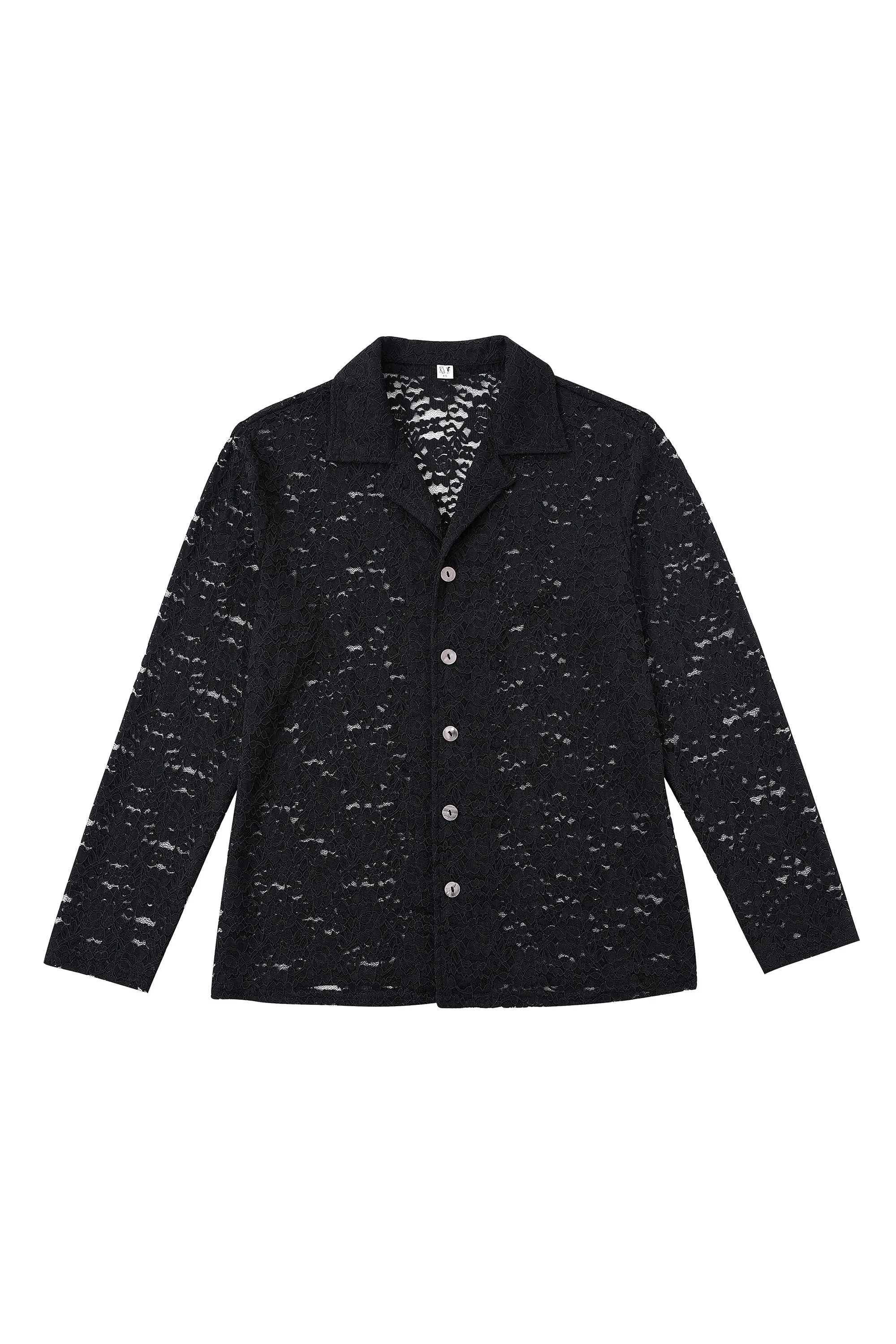 Black Lace Loose Button Down