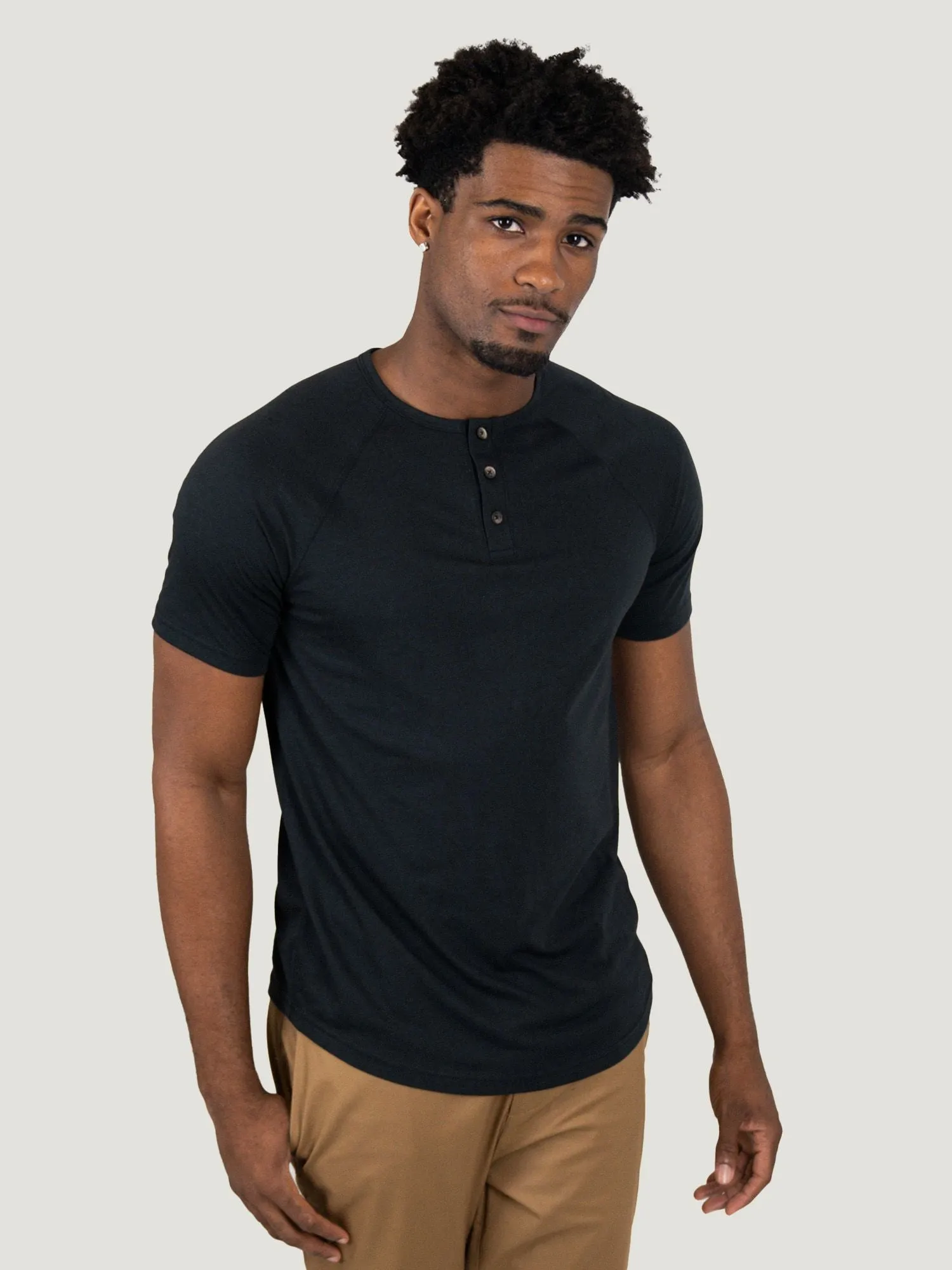 Black Slim Fit Henley