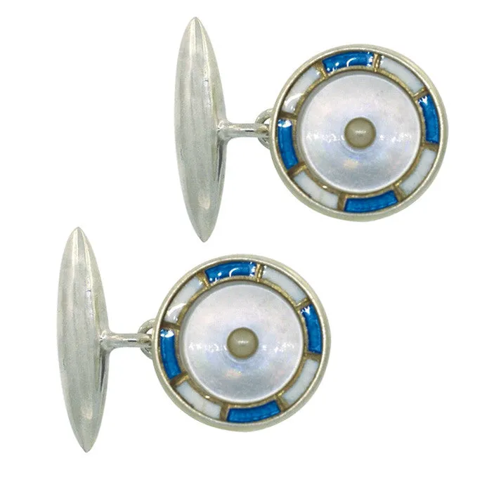 Blue & White Enamel Cufflinks