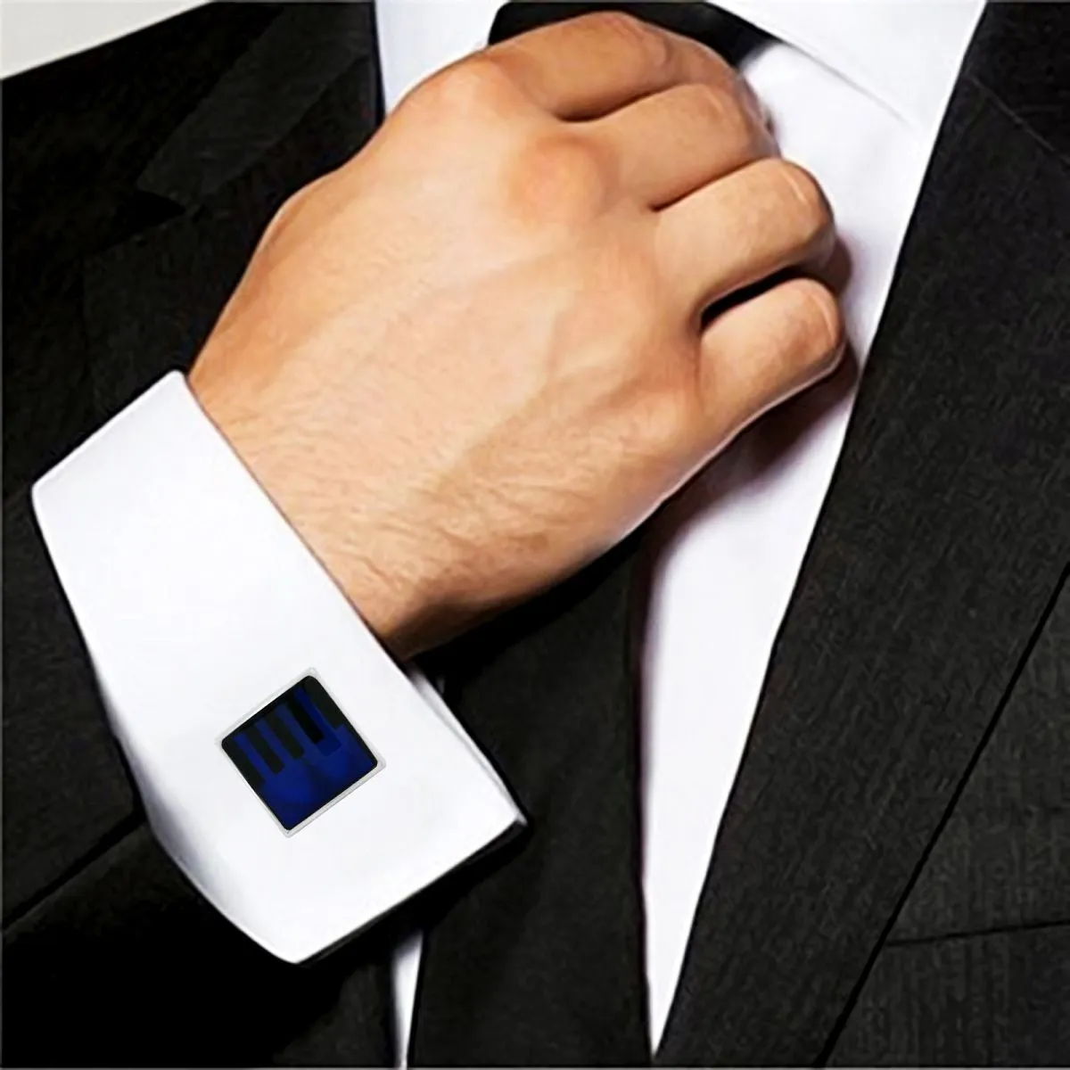 Blue Crystal Cufflinks In Box