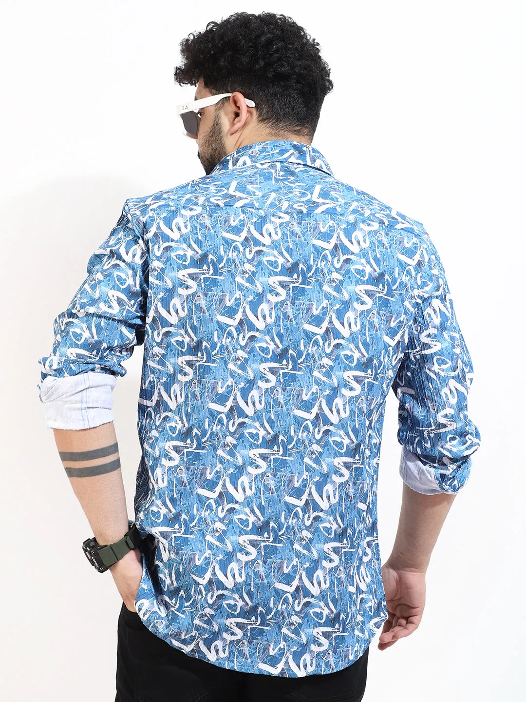 Blue Digital Print Shirt