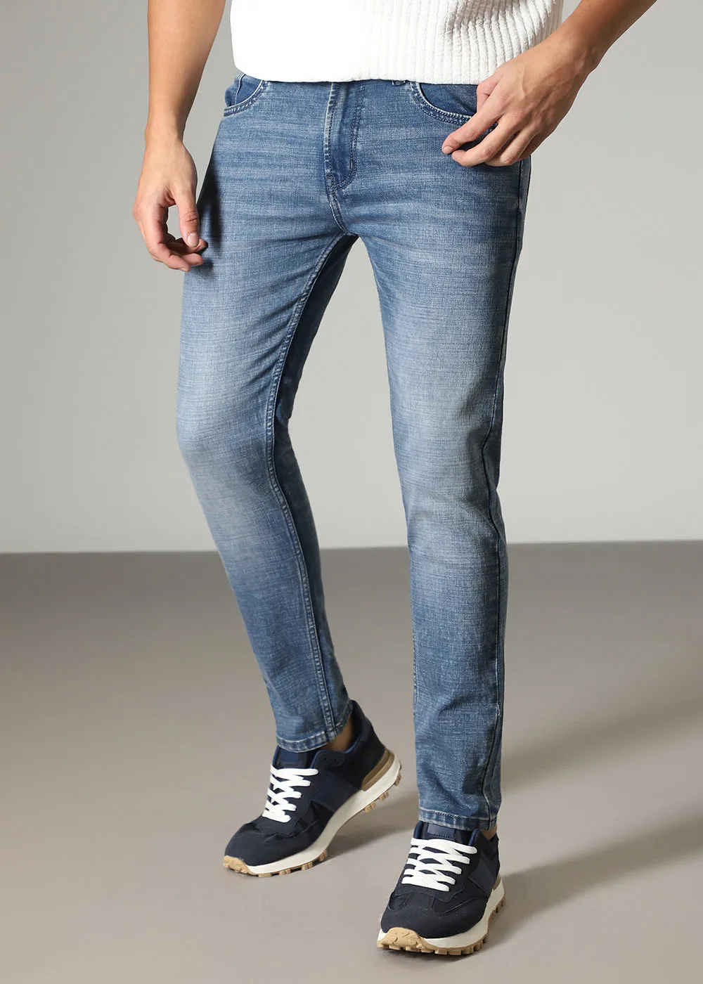 Blue Faded Slim Fit Jeans