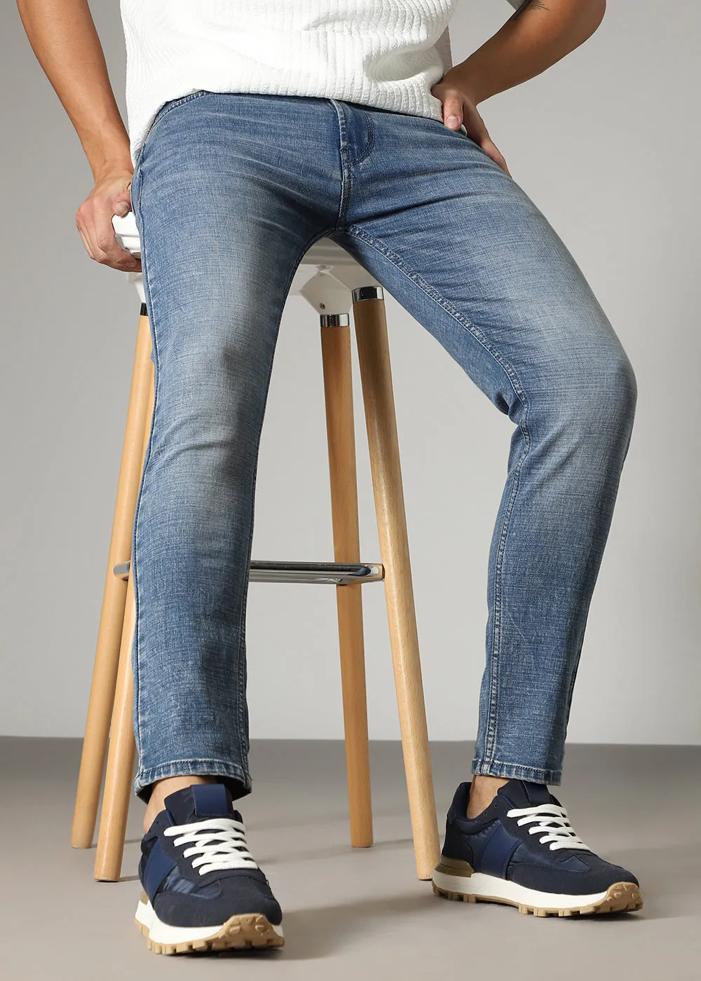 Blue Faded Slim Fit Jeans