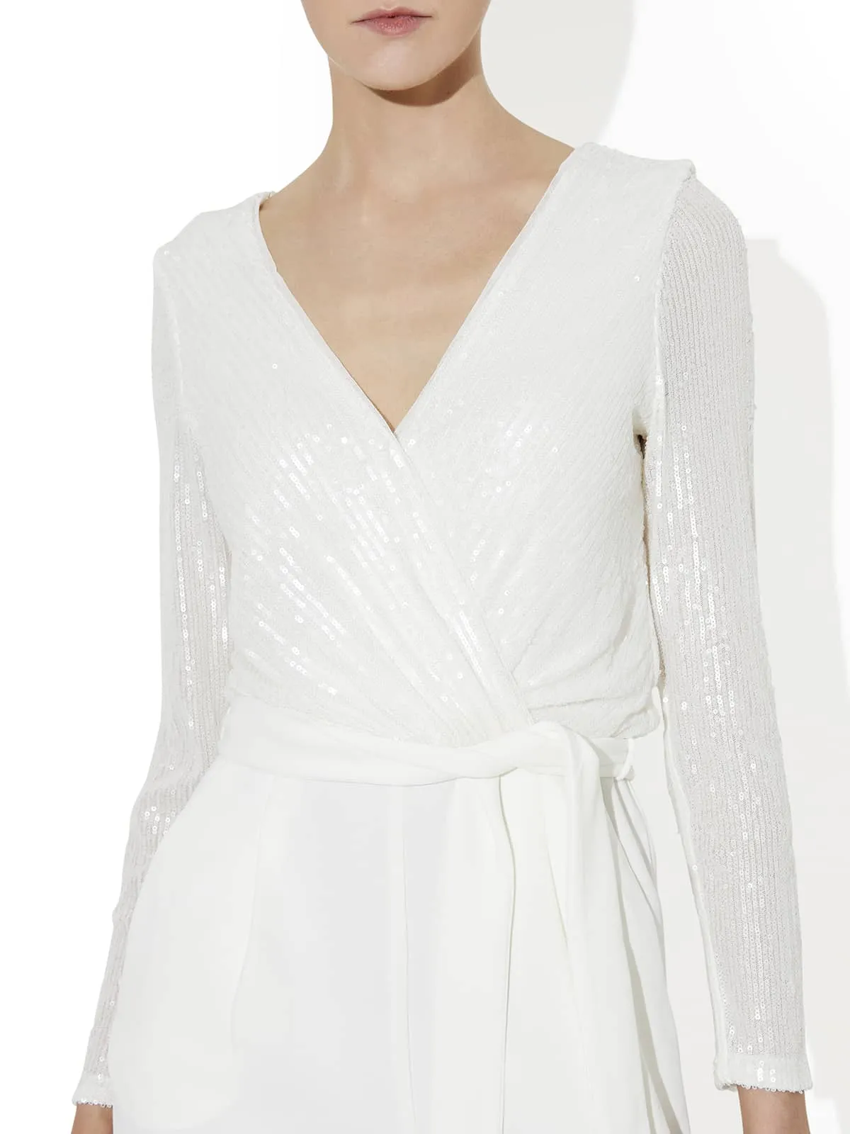 Bogart Ivory Sequin Jumpsuit