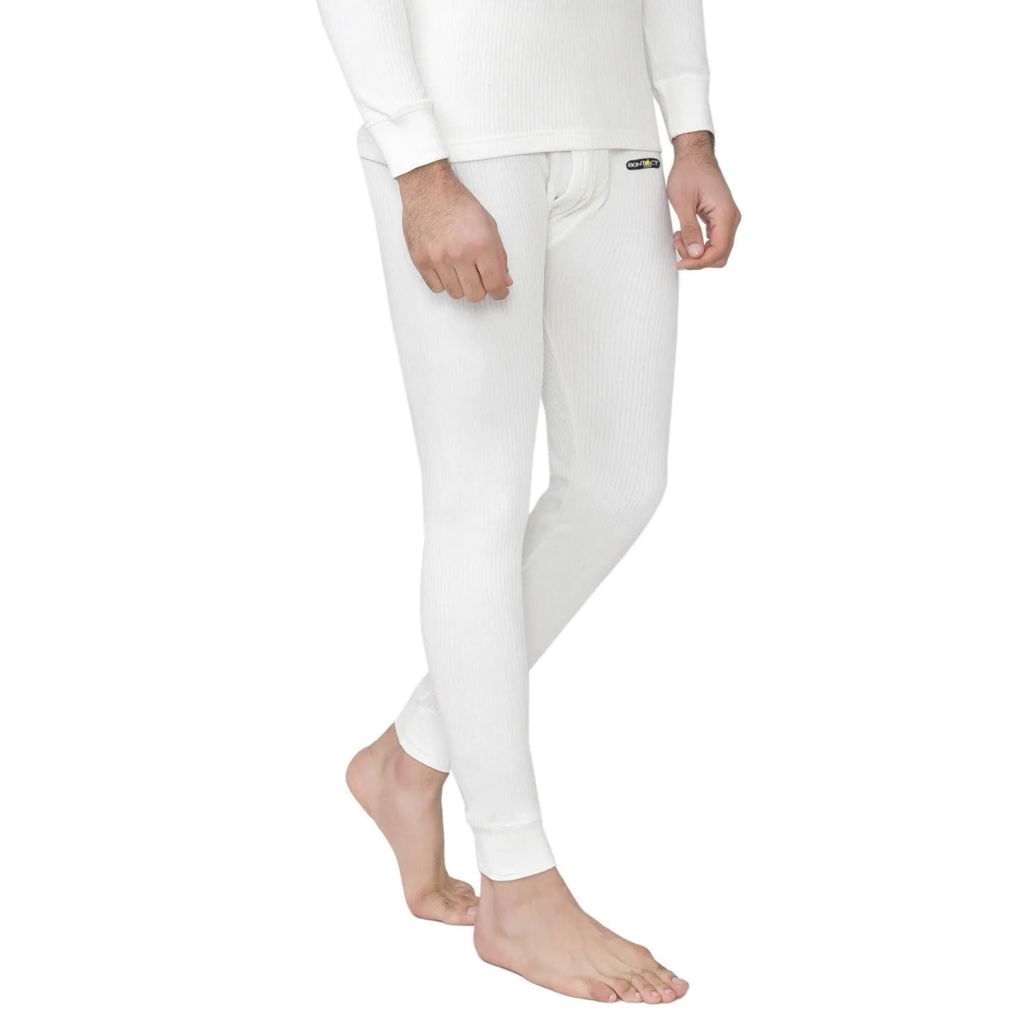 Bontact Men's Plain Regular Fit Thermal Bottom - Off White