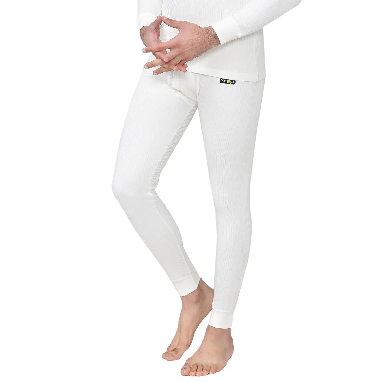 Bontact Men's Plain Regular Fit Thermal Bottom - Off White