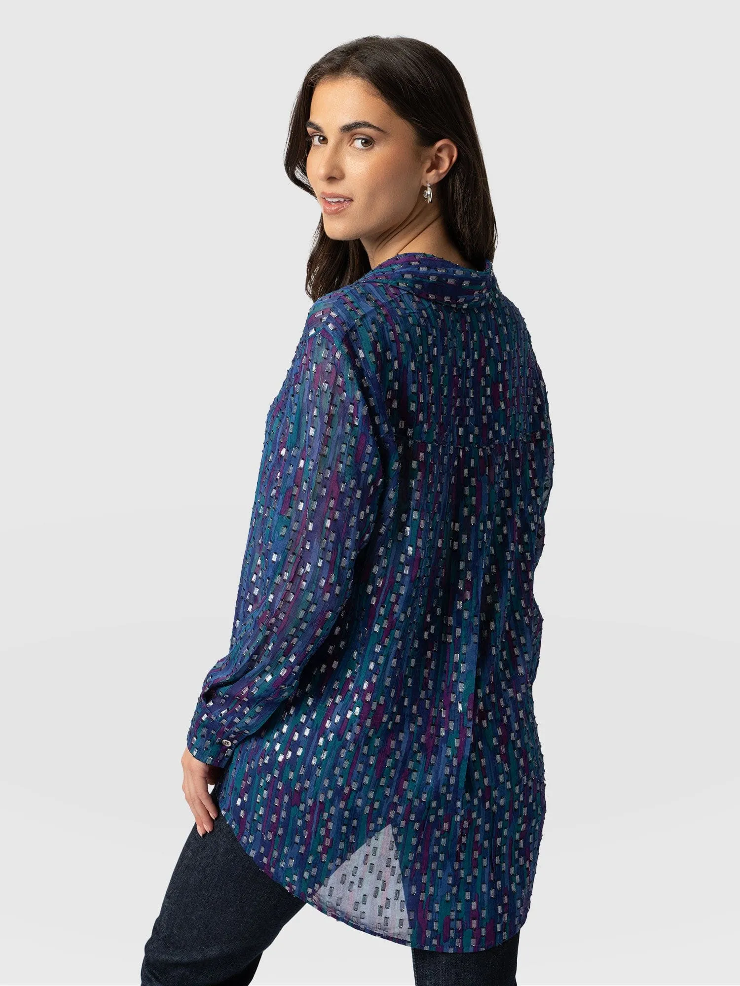 Boyfriend Shirt - Blue Fleck