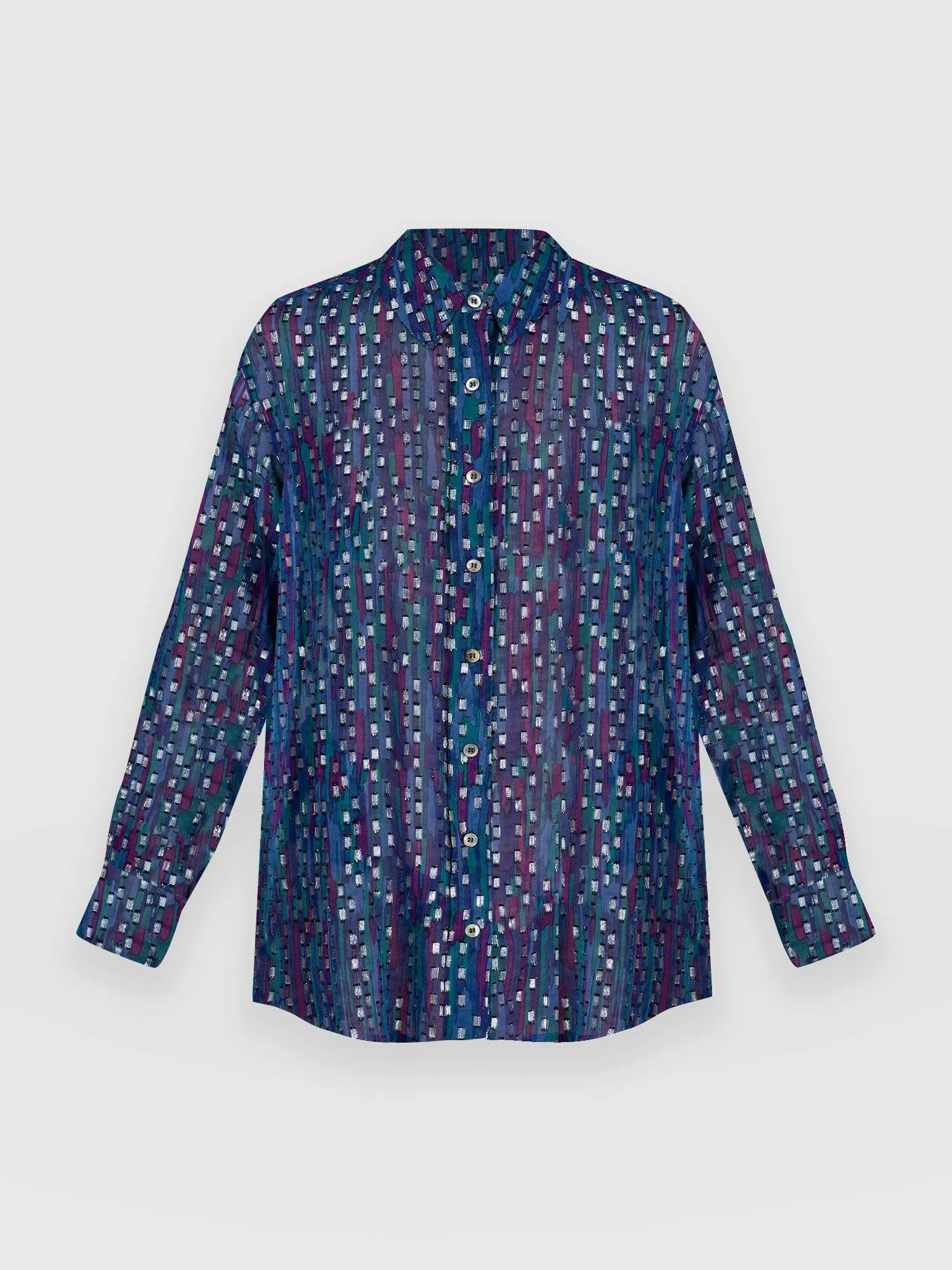 Boyfriend Shirt - Blue Fleck