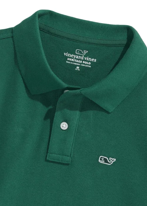 BOYS HERITAGE PIQUE POLO - TURF GREEN