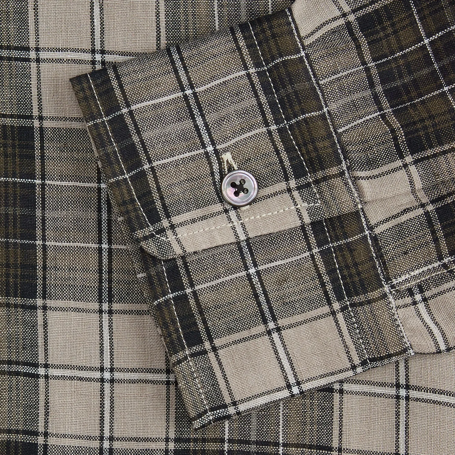 Brown Multi Check Linen Weekend Fit Unwin Shirt