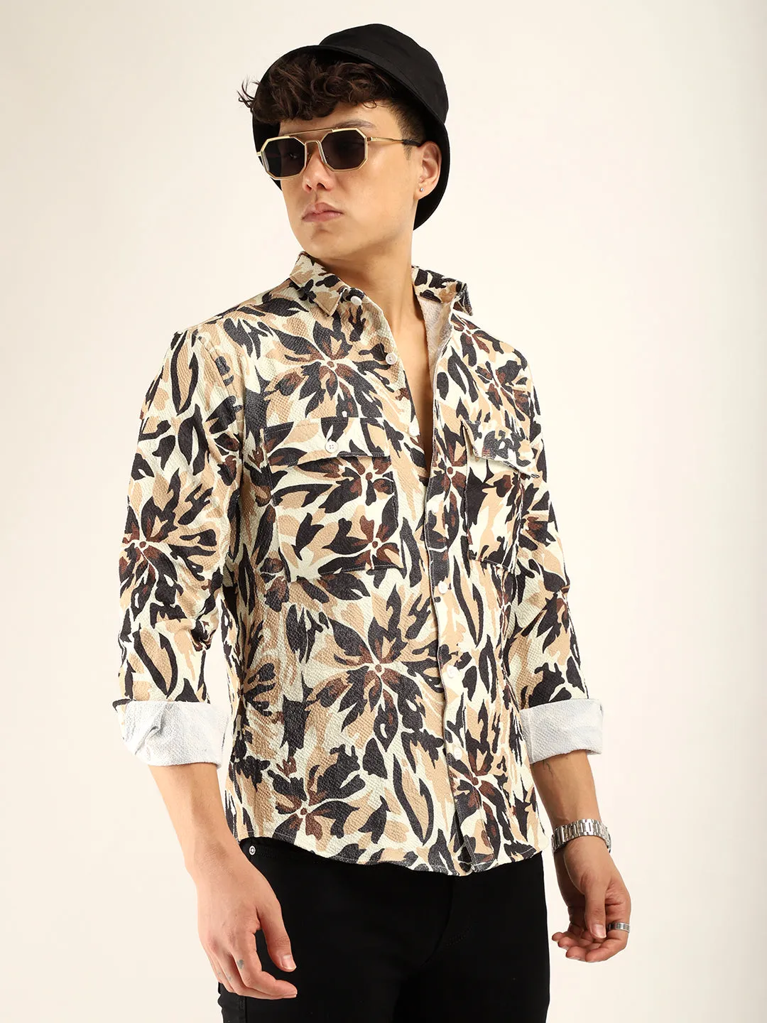 Bubble Tree Print Beige Shirt