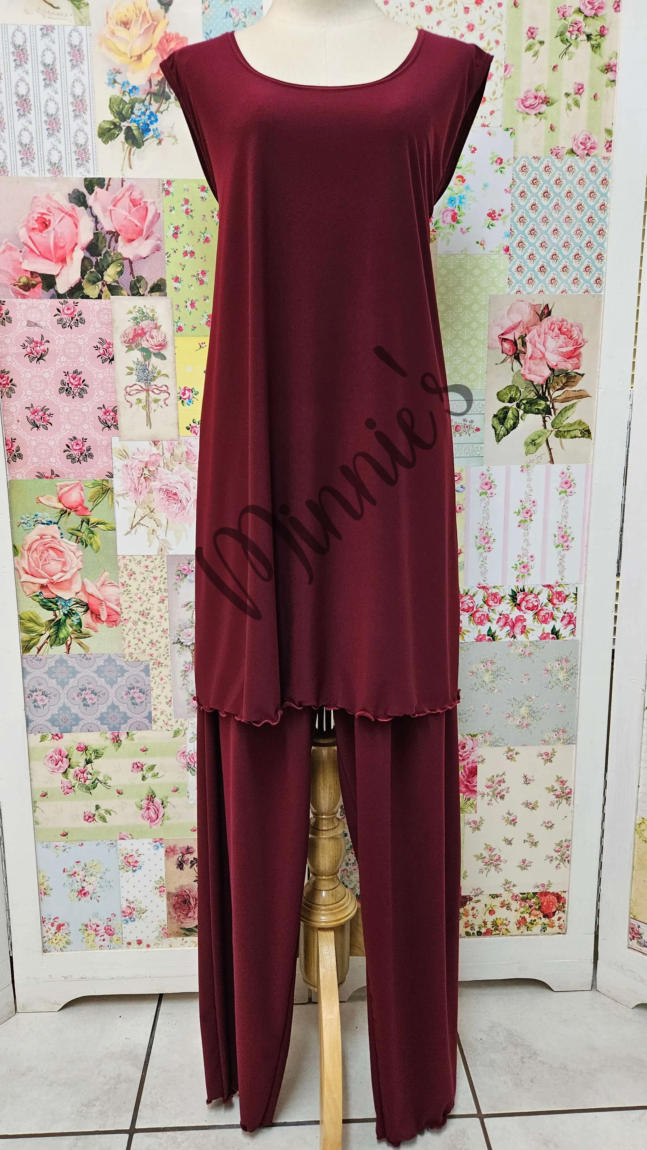 Burgundy 3-Piece Pants Set LR0583