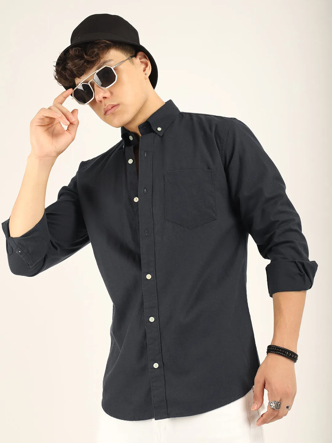 Carlo Oxford Dark Grey Full Sleeves Shirt