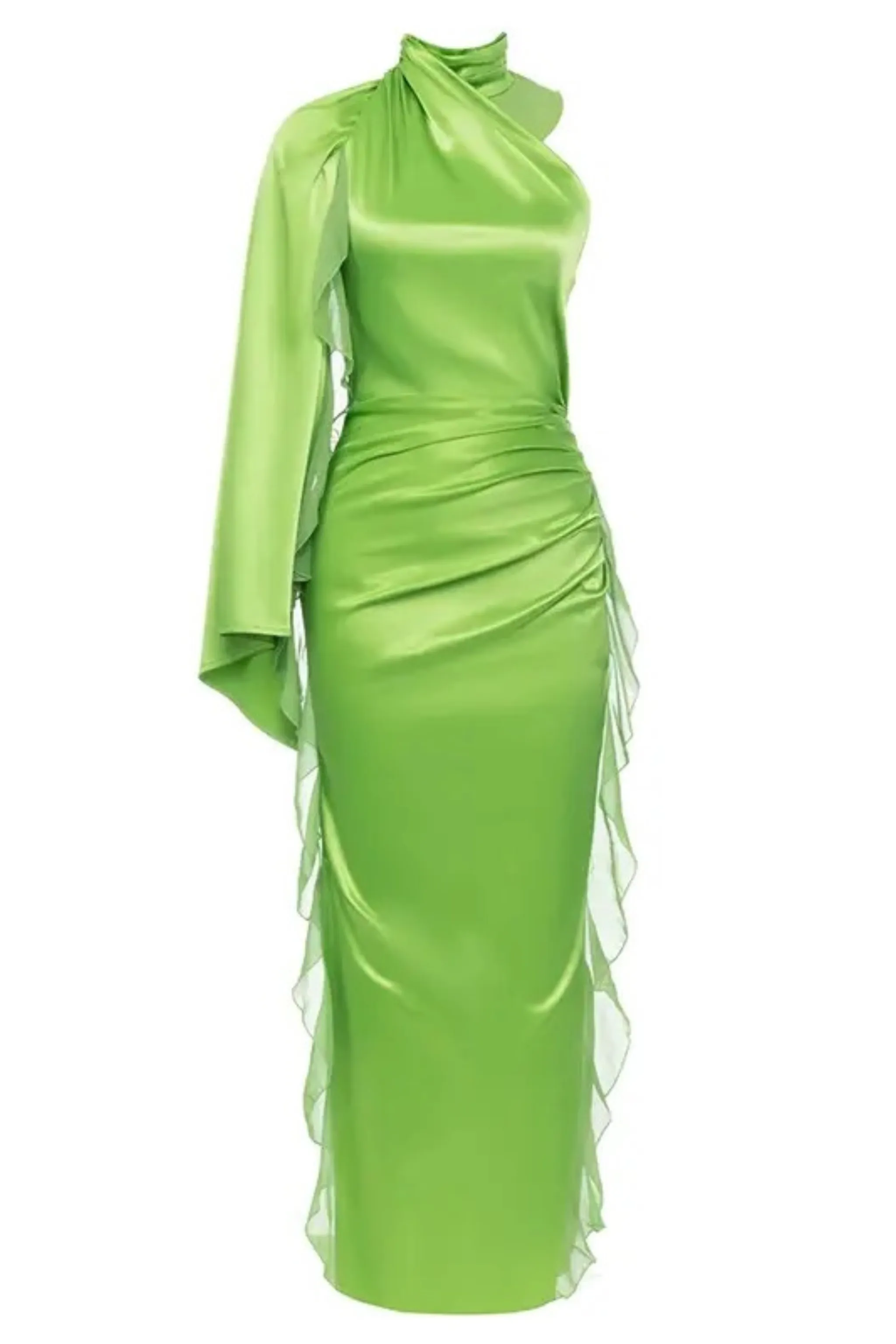 CASSIE LIME ONE SHOULDER DRESS