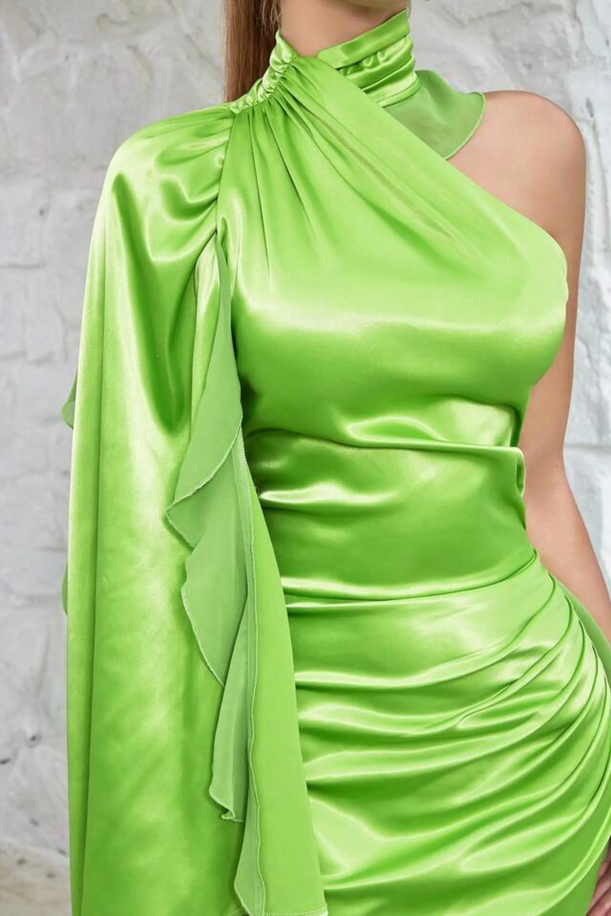 CASSIE LIME ONE SHOULDER DRESS