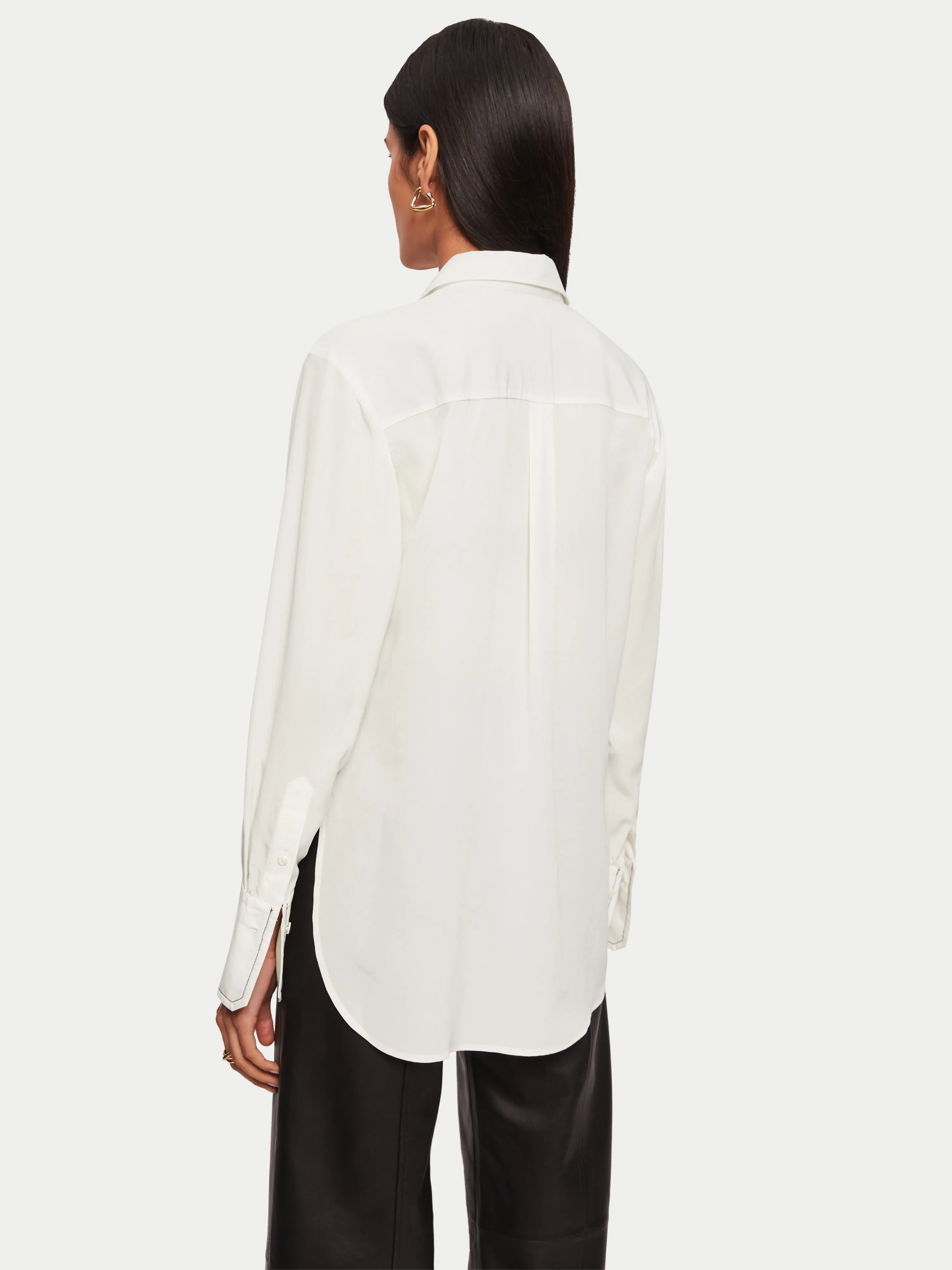 Cotton Cuff Silk Shirt | Ivory