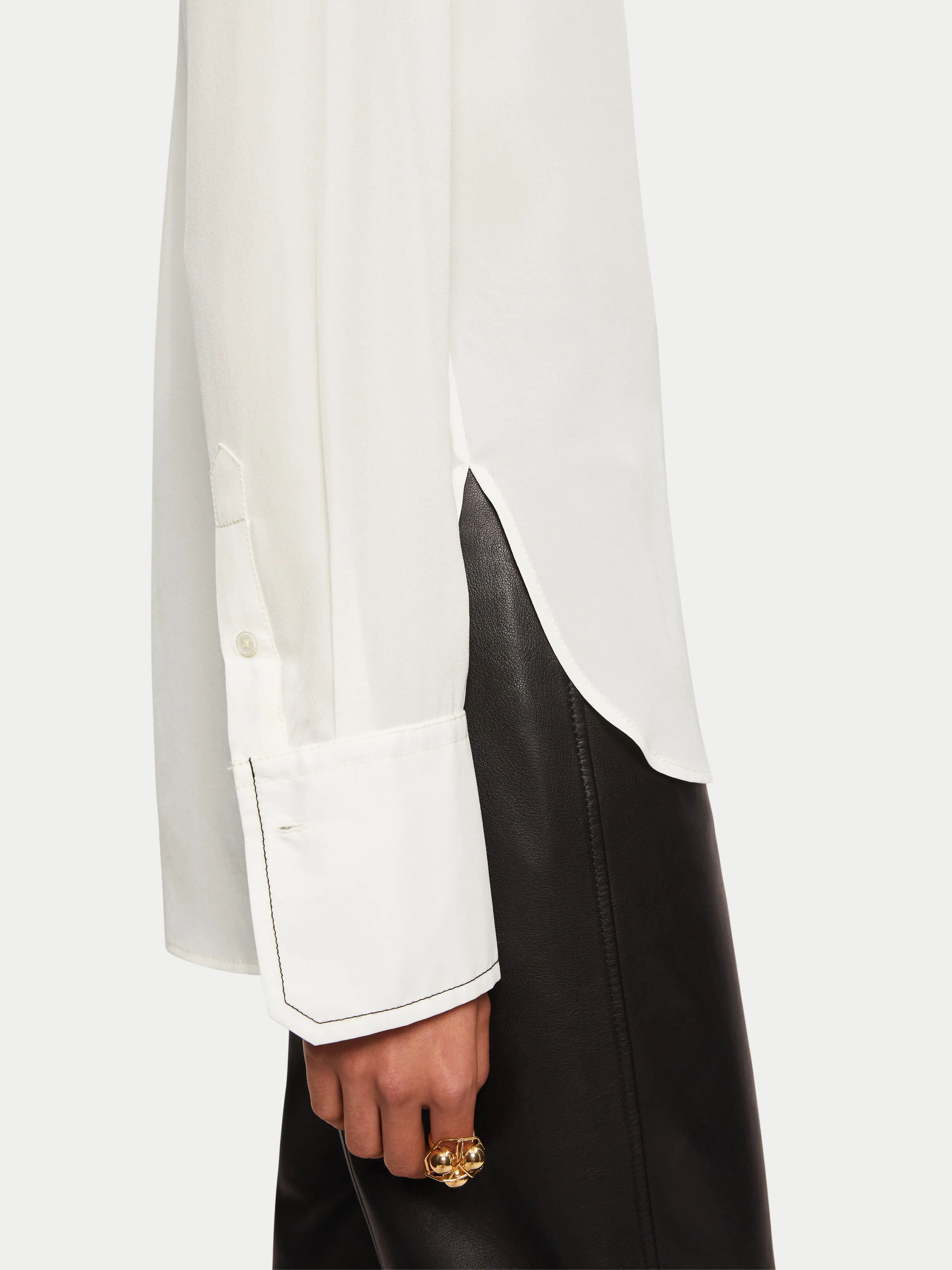 Cotton Cuff Silk Shirt | Ivory