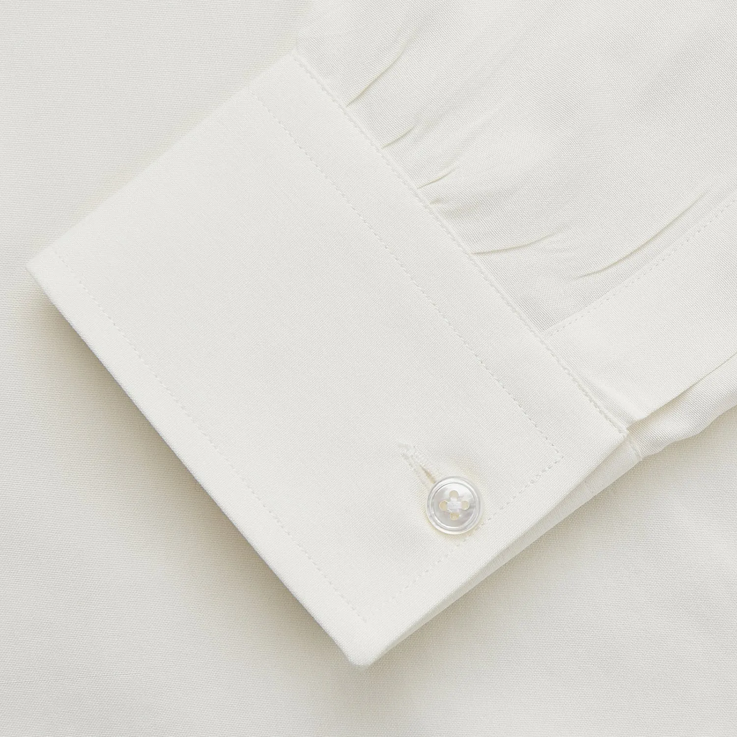 Cream Silk Long Point Embroidered Eamon Shirt