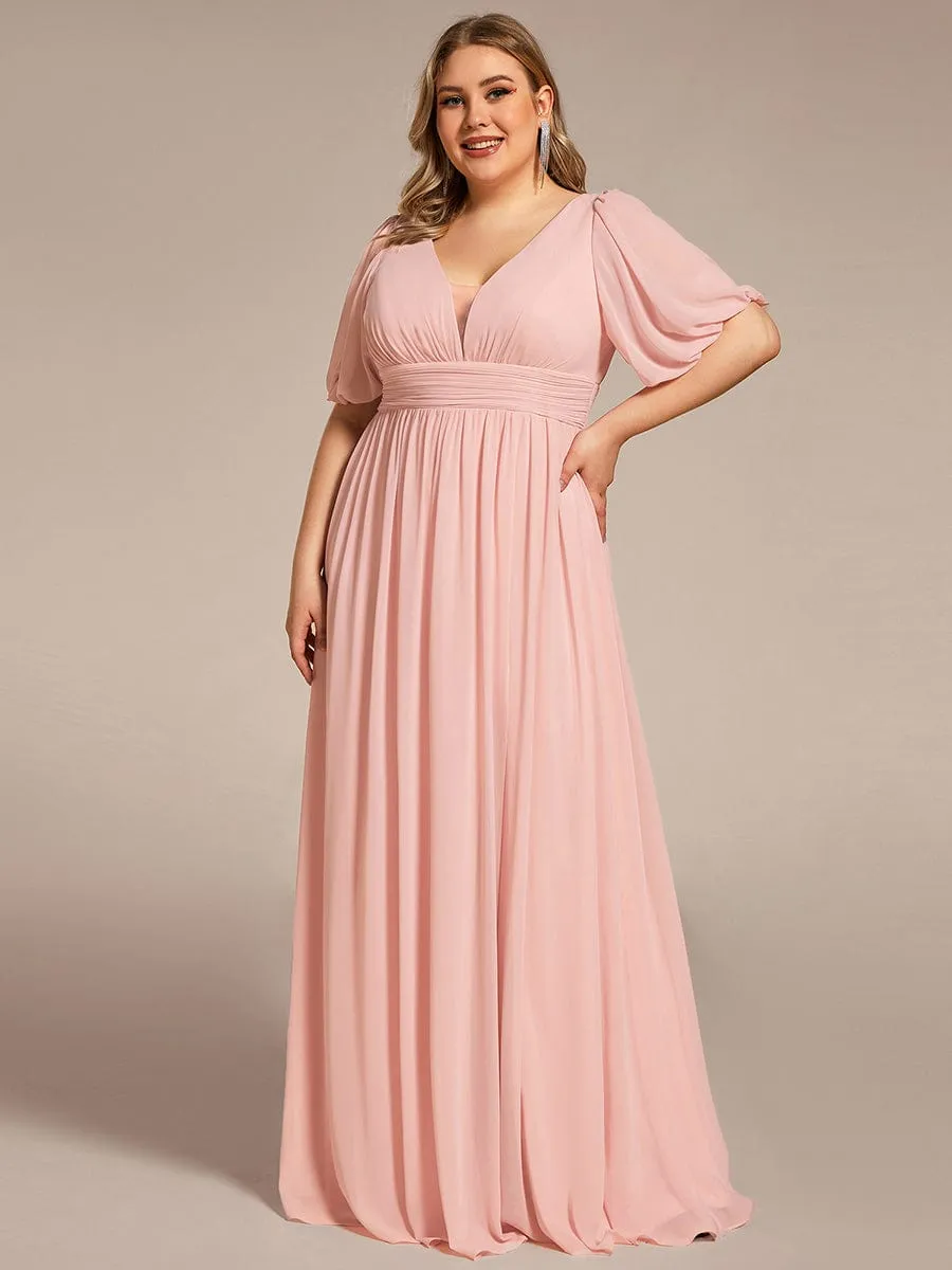 Custom Size V-Neck Front Slit Chiffon Evening Dress