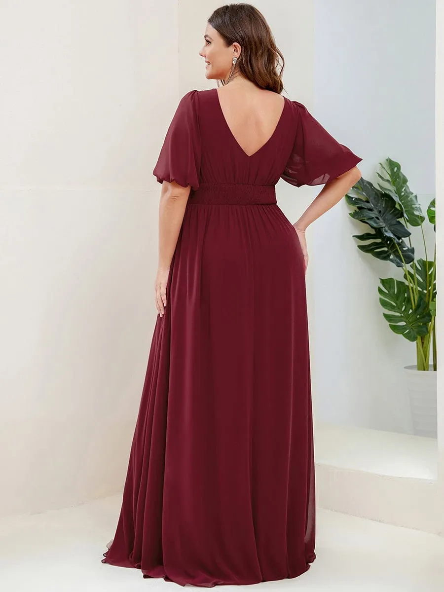 Custom Size V-Neck Front Slit Chiffon Evening Dress