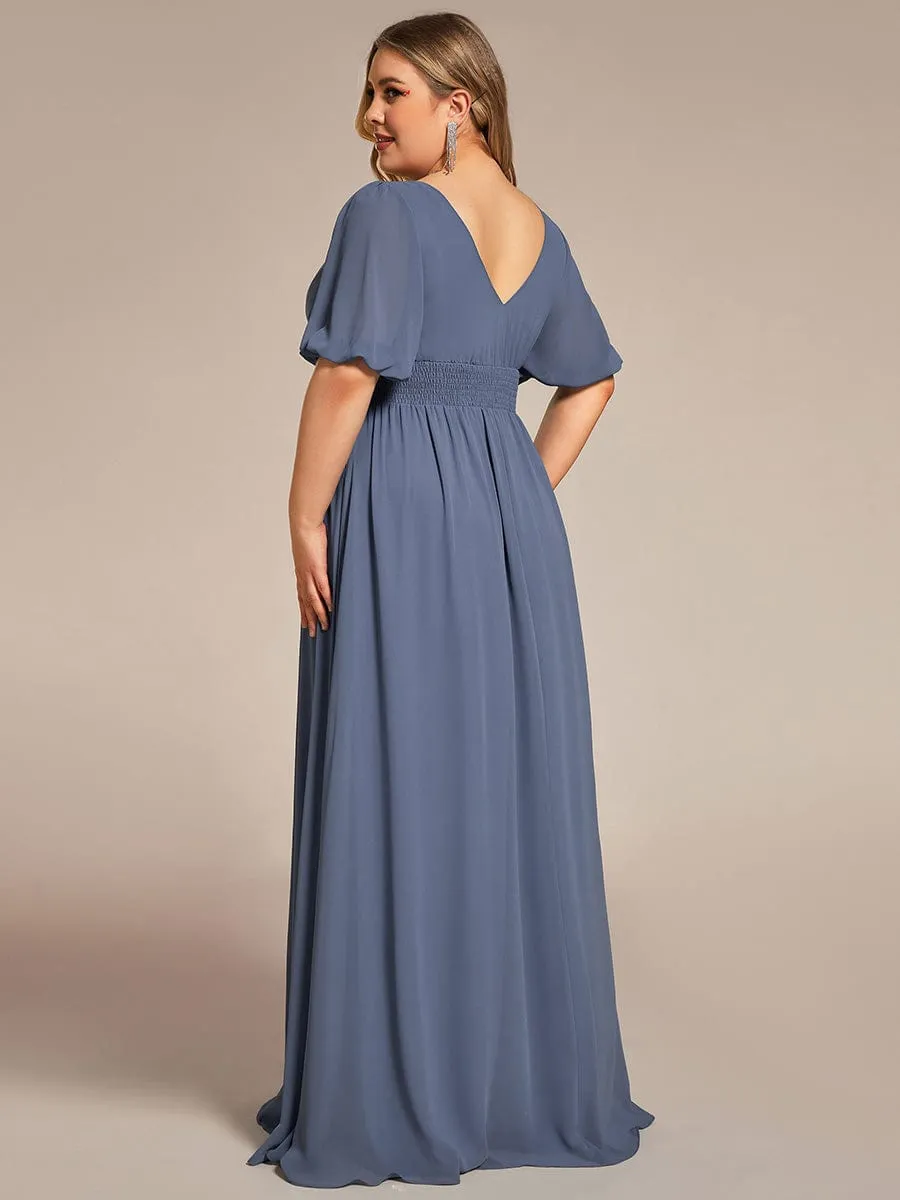 Custom Size V-Neck Front Slit Chiffon Evening Dress