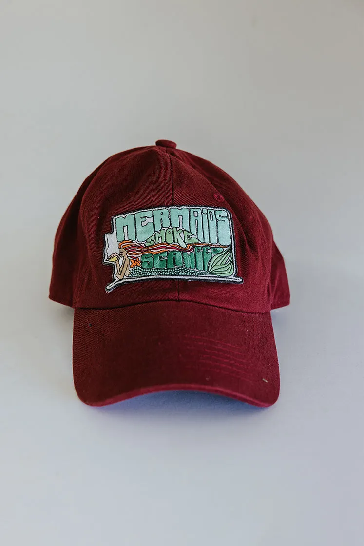 Dad Hat - Mermaids Smoke Seaweed | Burgundy