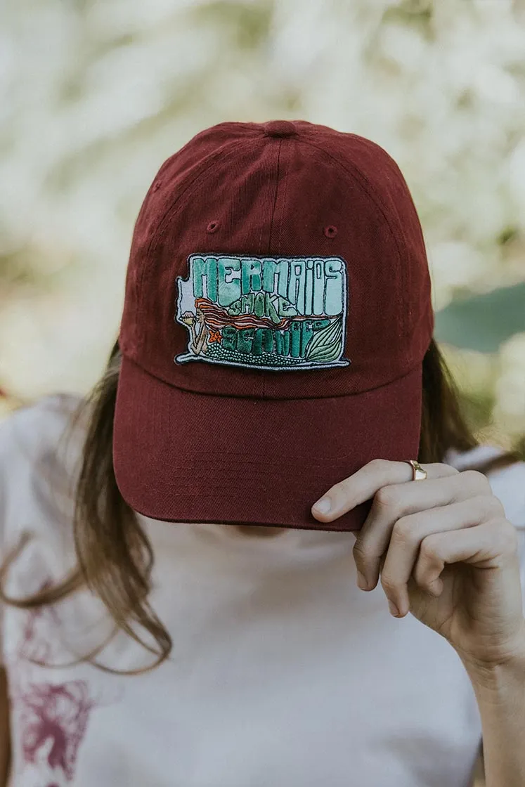 Dad Hat - Mermaids Smoke Seaweed | Burgundy