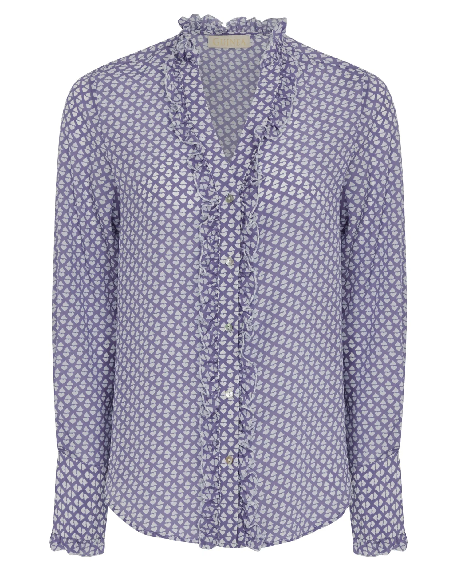 Emily Pale Blue Shirt - Vintage Heart Print